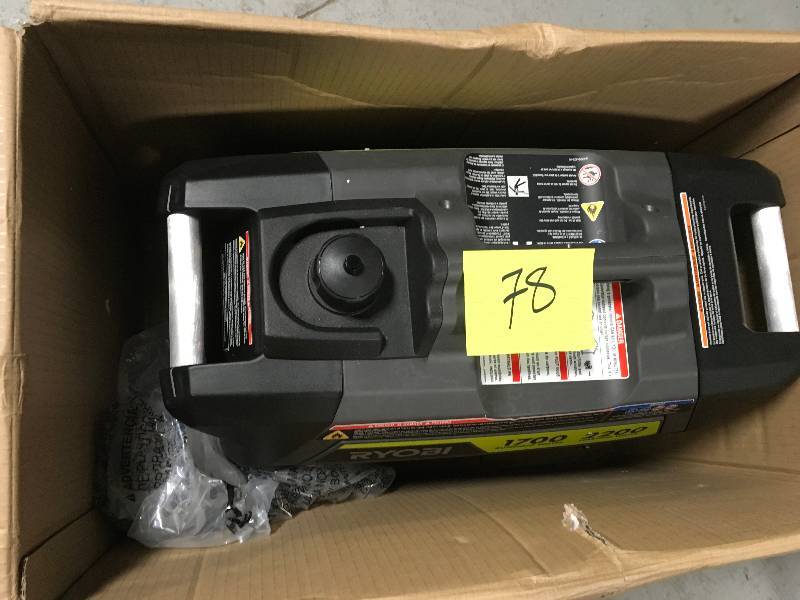 lot 78 image: Ryobi 2,200-Watt Gray Gasoline Powered Digital Inverter Generator in working conditions