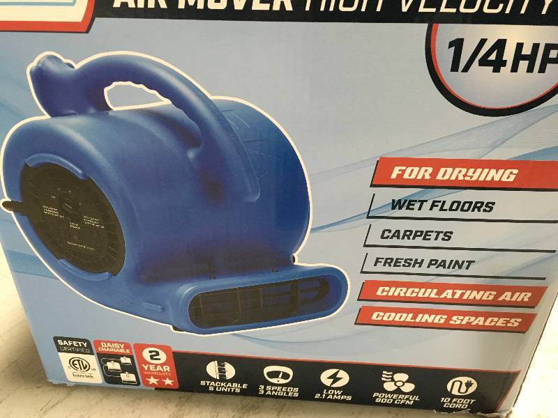 lot 84 image: B-Air VP-25 BLUE 14 HP 900 CFM 9 in. Air Mover Carpet Dryer Floor Fan for Home in good conditions