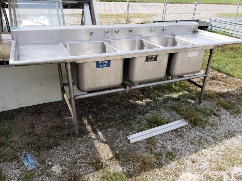 3 Bay Sink Commercial Restaurant And Kitchen Surplus K Bid