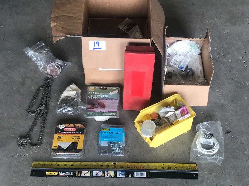 lot 19 image: Box Of Hardware, Tools, Etc