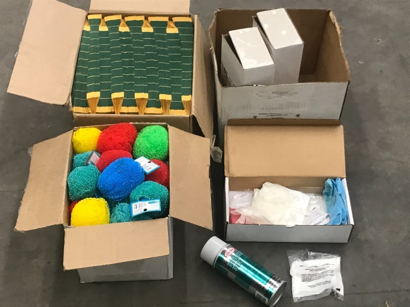 lot 53 image: Dishwashing Pads, Shipping Envelopes, Bodily Fluid Clean-Up Kits