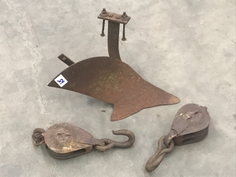 lot 65 image: (2) Pulleys & (1) Field Plow