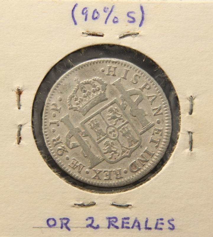 1821 SPANISH 90% SILVER 2 REALES