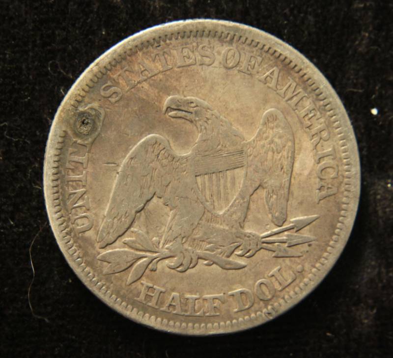 1854 ARROWS US SEATED LIBERTY SILVER HALF DOLLAR FINE DETAILS