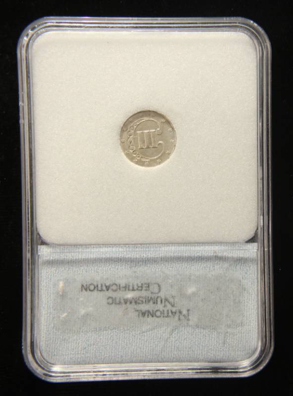 1852 TYPE I US THREE CENT SILVER TRIME MS65 NNC