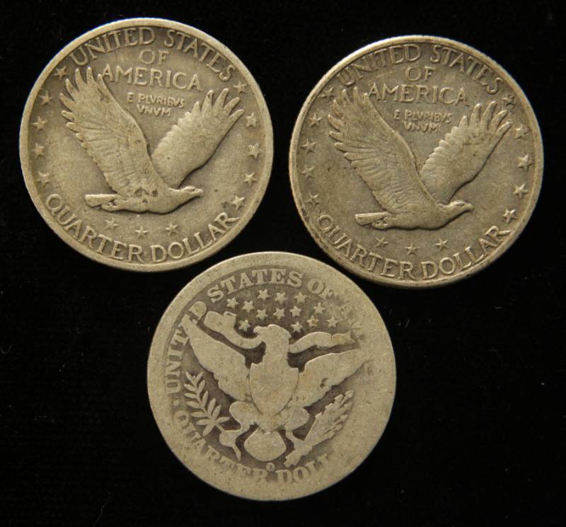 3 SILVER QUARTERS 1895-O 1927 & 1930