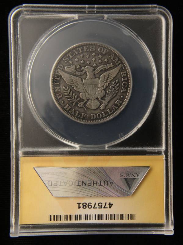 1911 BARBER SILVER HALF DOLLAR VF25 ANACS nice full liberty coin