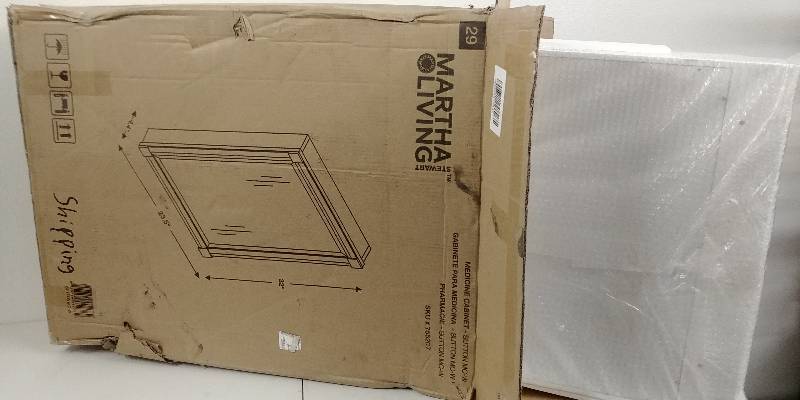 lot 19 image: Martha Stuart Living, Sutton MN Vanity, White, un-packed