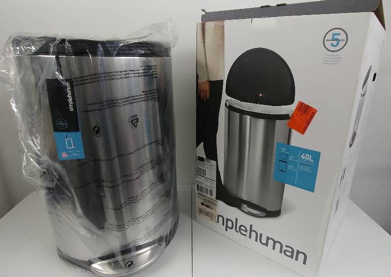 lot 20 image: SimpleHuman 40L Stainless Steel Step Trash Can