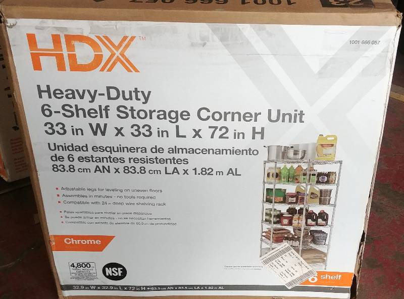 lot 27 image: HDX Heavy Duty 6 Shelf Corner Storage Unit