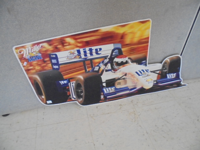 lot 3 image: Miller Lite Race Car Metal Sign