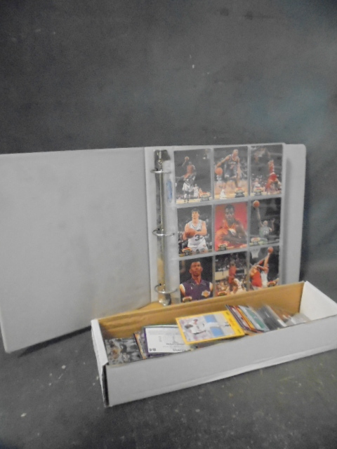 lot 21 image: Binder of Basketball Cards and Box of Football and Baseball Cards