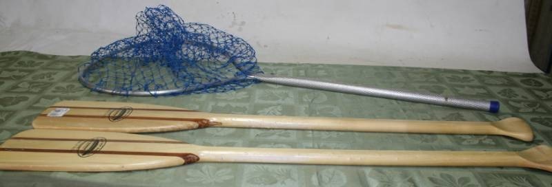lot 434 image: Wooden Oars and Fishing Net