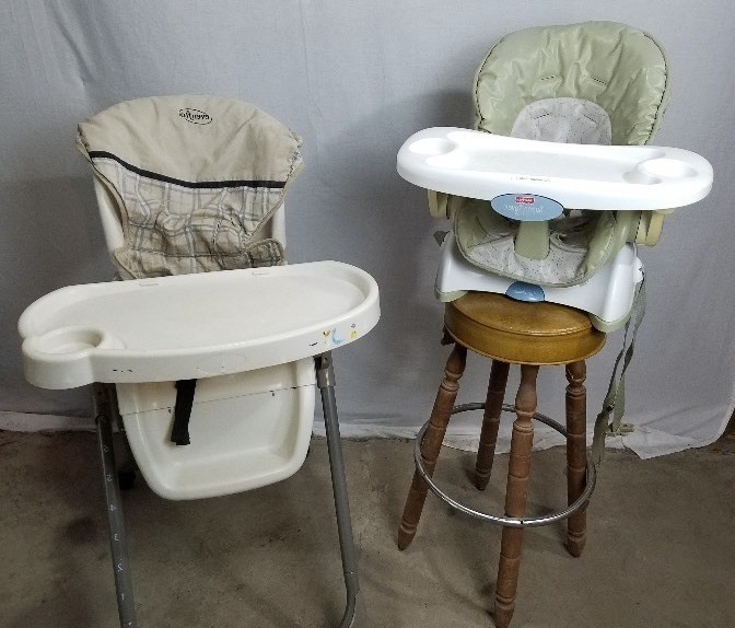 lot 11 image: Fisher Price Space Saver Chair & Even Flo High Chair