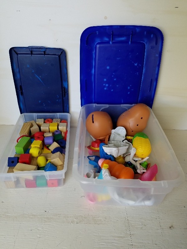 lot 34 image: Large lot of Blocks and Mr. Potato Head parts