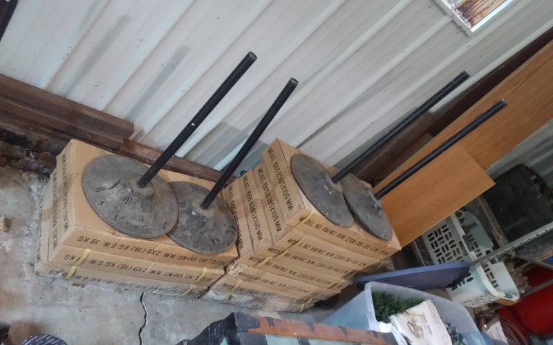 lot 243 image: 14-Heavy Bases 14 Diameter With 26 Poles (Sign Bases Or Crowd Control)