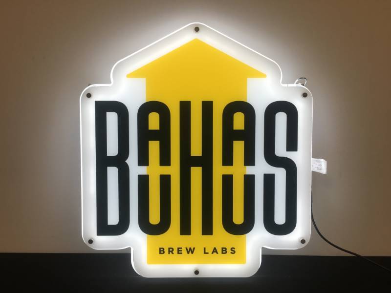 lot 6 image: Bauhaus Brew Labs Lighted Sign - 18 x 20 Double Sided