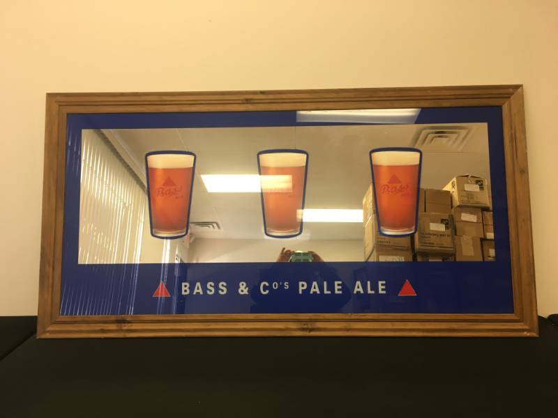 lot 20 image: Bass & Cos Pale Ale Mirror Sign - 65.5 x 34