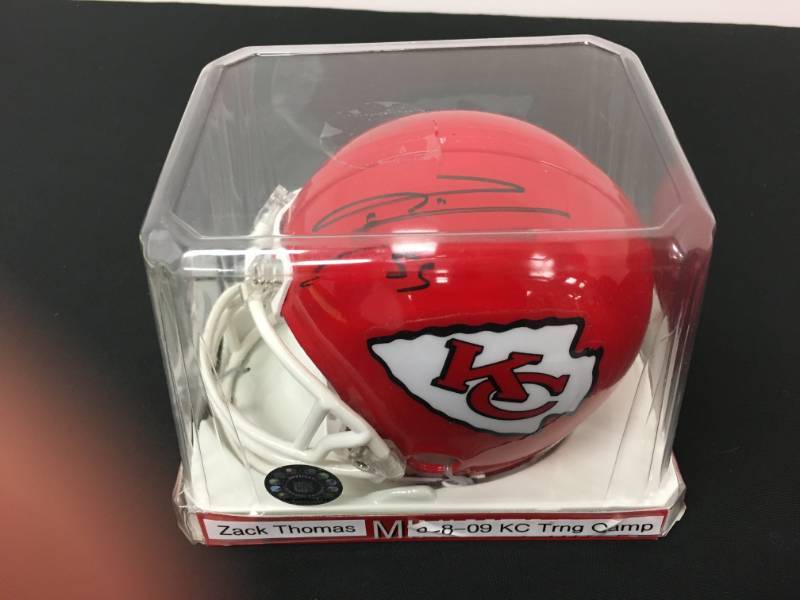 lot 93 image: Kansas City Chiefs Autographed  Zack Thomas  Riddell Mini Helmet