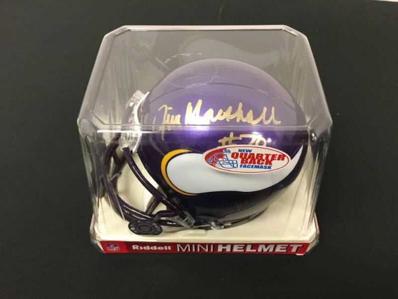 lot 96 image: Minnesota Vikings  Autographed  Jim Marshall  Riddell Mini Helmet