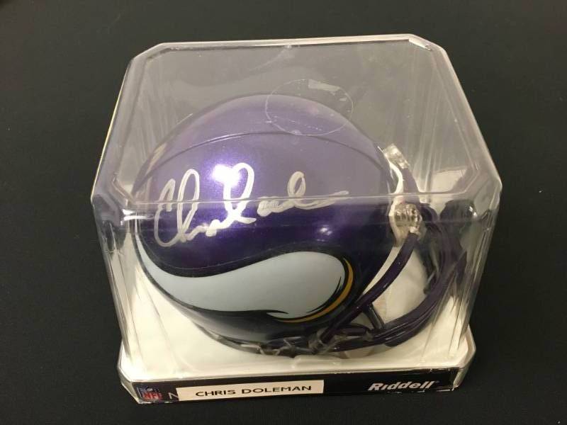 lot 99 image: Minnesota Vikings  Autographed  Chris Doleman  Riddell Mini Helmet