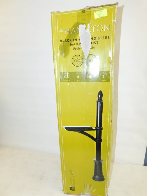 lot 33 image: Hamilton Black In-Ground Steel Mailbox Post