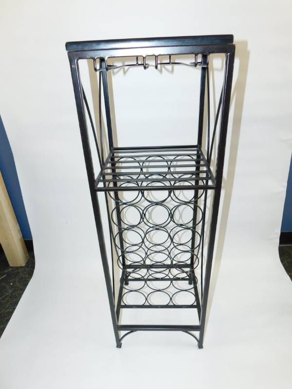 lot 51 image: Black Rod Iron Wine Glass Holder & Wine Bottle Rack