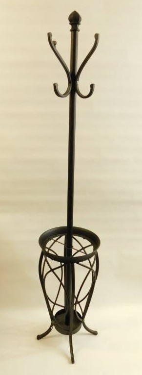 lot 52 image: Black Metal Coat Rack With Umbrella Storage Stand