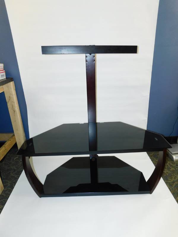 lot 53 image: ALART TV Stand With Two Tempered Glass Shelves