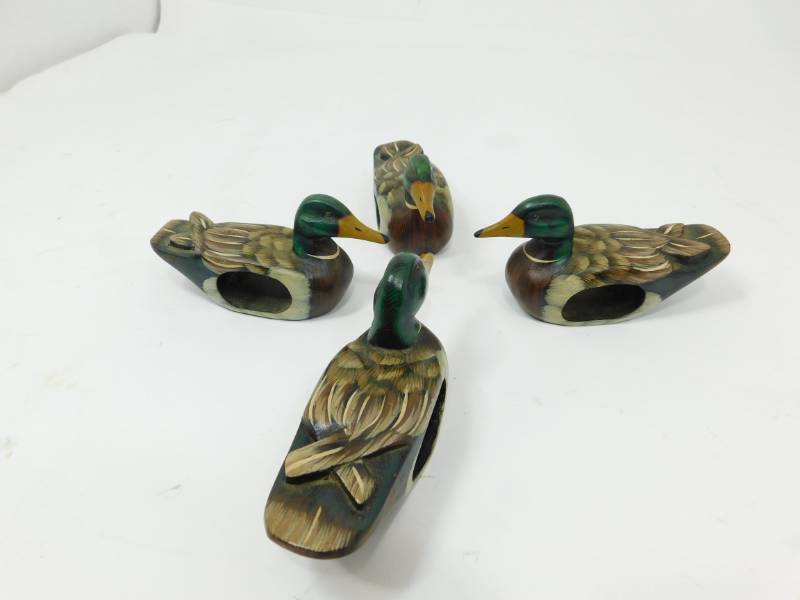 lot 74 image: Four Mallard Duck Napkin Rings