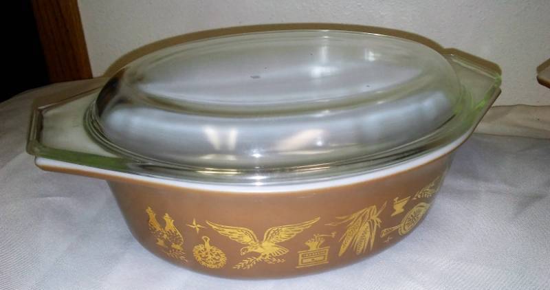 lot 67 image: 2 Pyrex early American pattern.