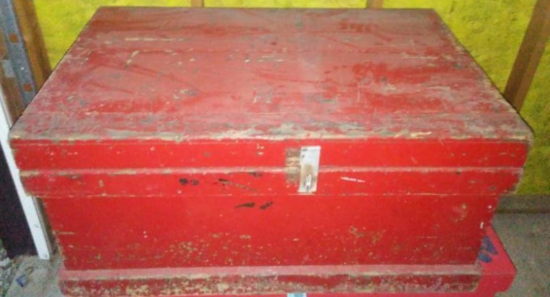 lot 30 image: Solid Wood Box with hasp clasp. Sizes vary, see descriptions