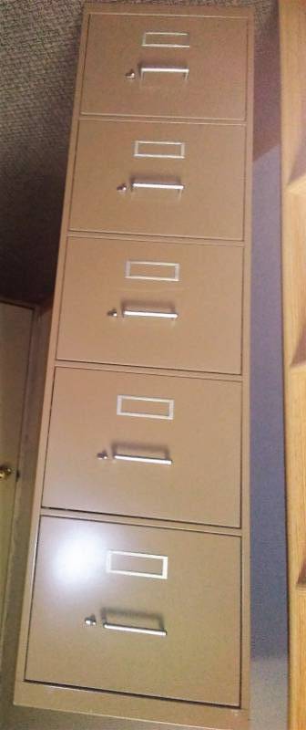 lot 204 image: 5 drawer commercial grade file cabinet. Fire Safe