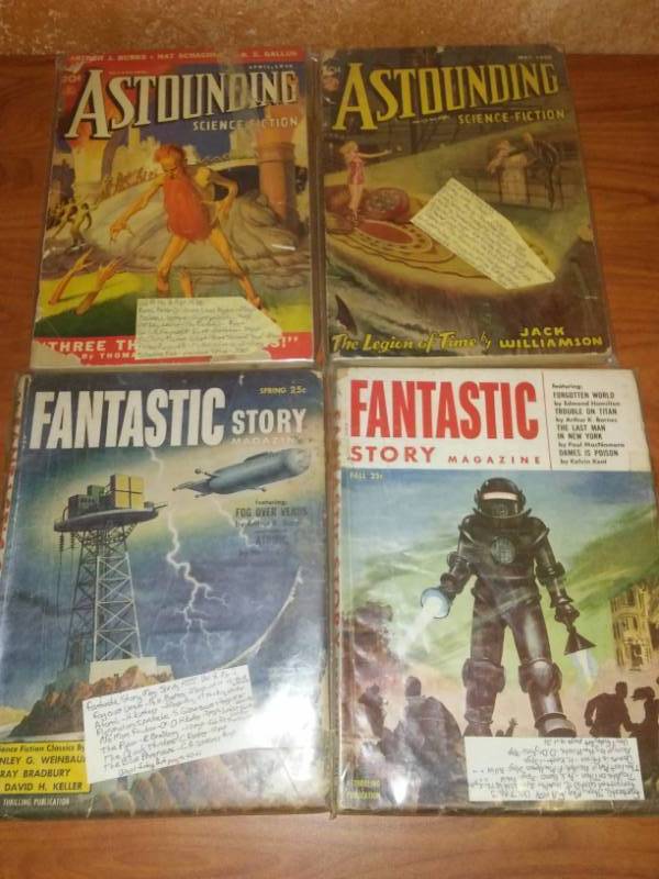 4 Pulp Fiction - 2 Fantastic Story Magazines and 2 Astounding Science Fiction.