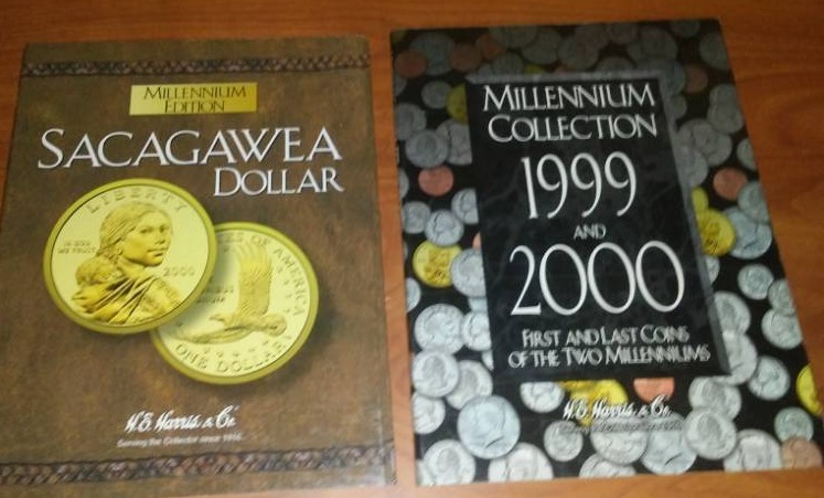 2 coin collecting Sacagawea, Millennium books unused.
