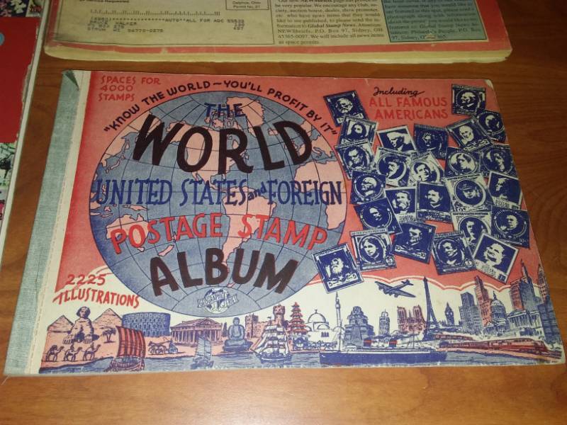 Die Cast and stamp collecting Pioneer album unused 1966. New. World stamp album 1944. New.