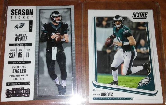 2 Carson Wentz cards NFL Eagles