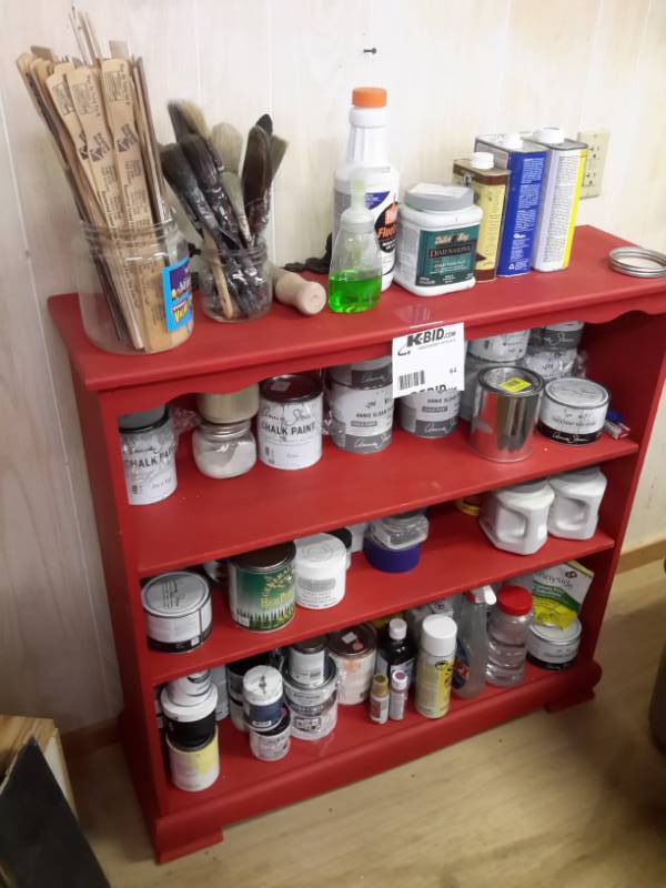 lot 64 image: Wooden Bookshelf with Lots of Paint