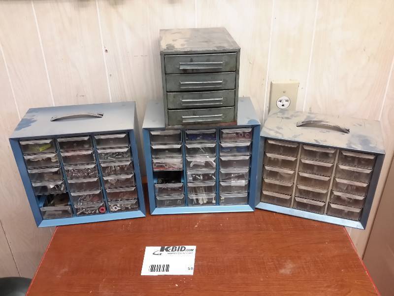 lot 51 image: 4 Hardware Storage Boxes with All Contents