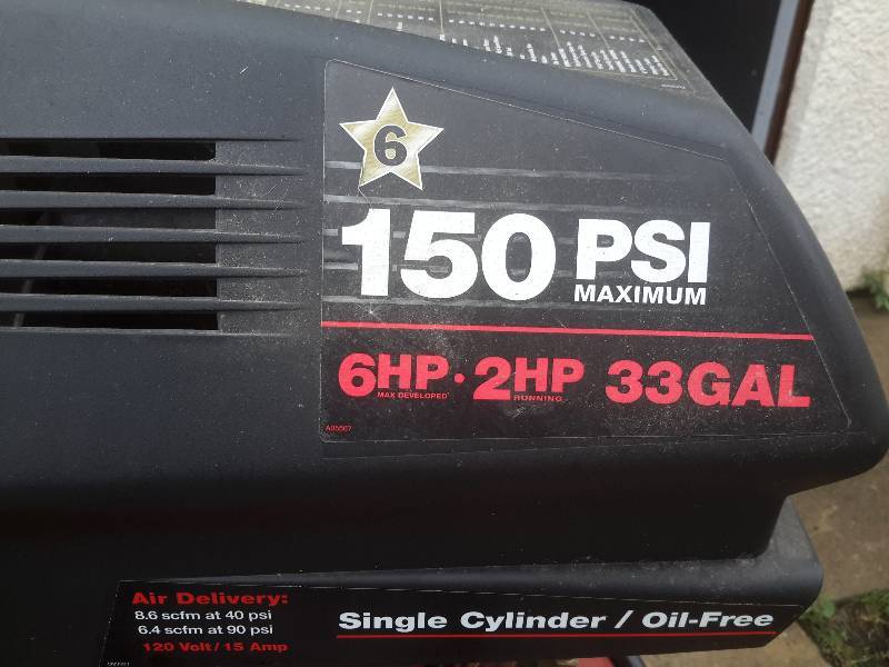 lot 1A image: 33 Gal. Craftsman Air Compressor