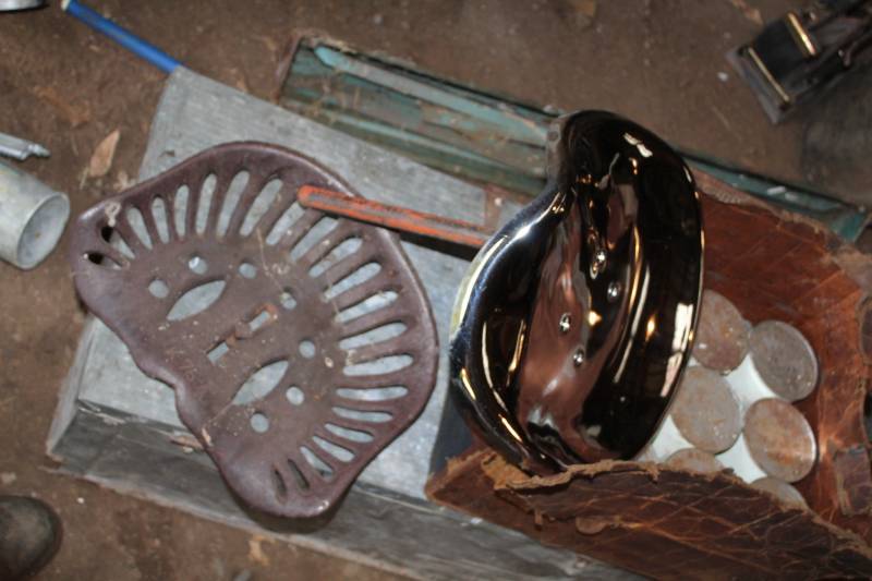 lot 92 image: Lot of (2) Vintage Metal Tractor Seats