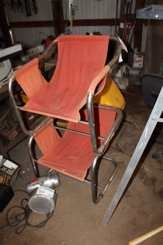 lot 77 image: Lot of (2) Metal Frame Canvas Chairs