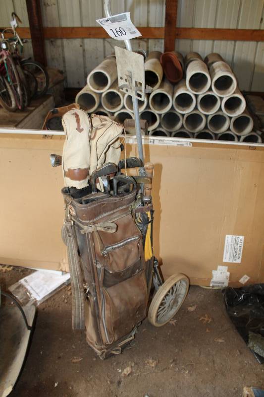 lot 160 image: Wilson Sam Snead Champ Golf Club Set w Irons, Woods, Woods Covers, Bag, Caddy