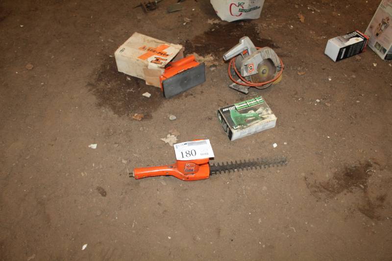 lot 180 image: Black & Decker Sander, Circular Saw, Hedger