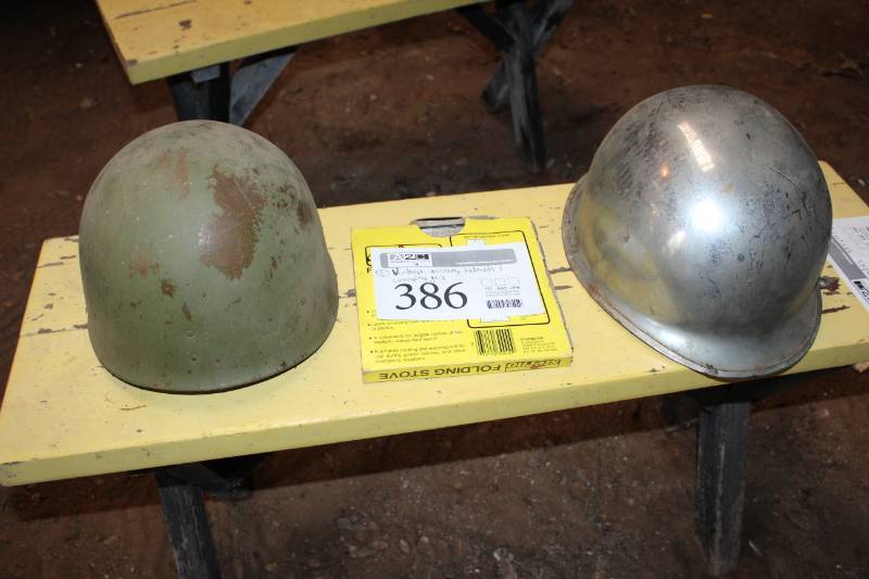 lot 386 image: Vintage Military Helmets, Sterno Folding Camping Grill