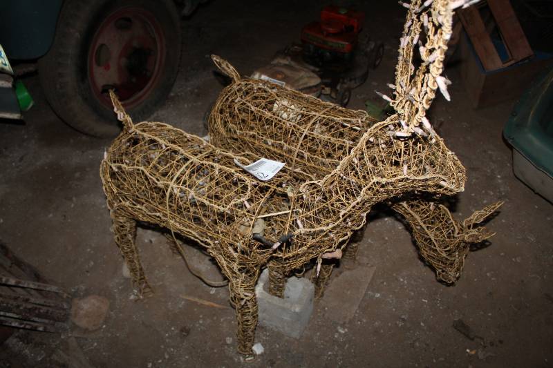 lot 402 image: Lot of (2) Automated Reindeer Lighted Christmas Yard Decorations