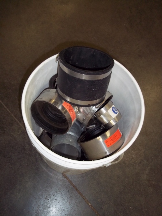 5 Gallon pail with Rubber Plumbing couplings