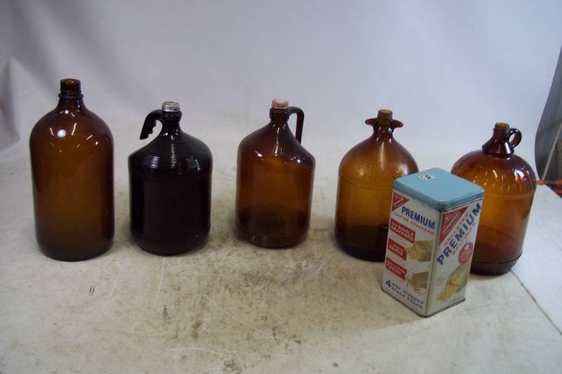 Vintage Jugs and Cracker Tin