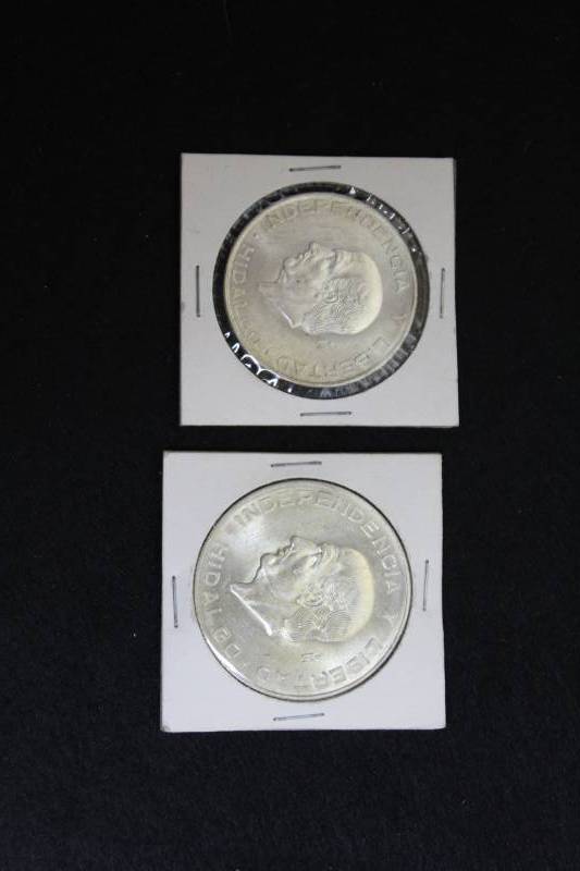 lot 41 image: Lot of (2) Mexican Silver Coins,