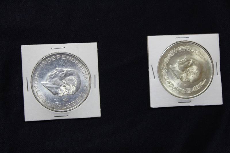 lot 52 image: Lot of (2) Mexican Silver Coins,